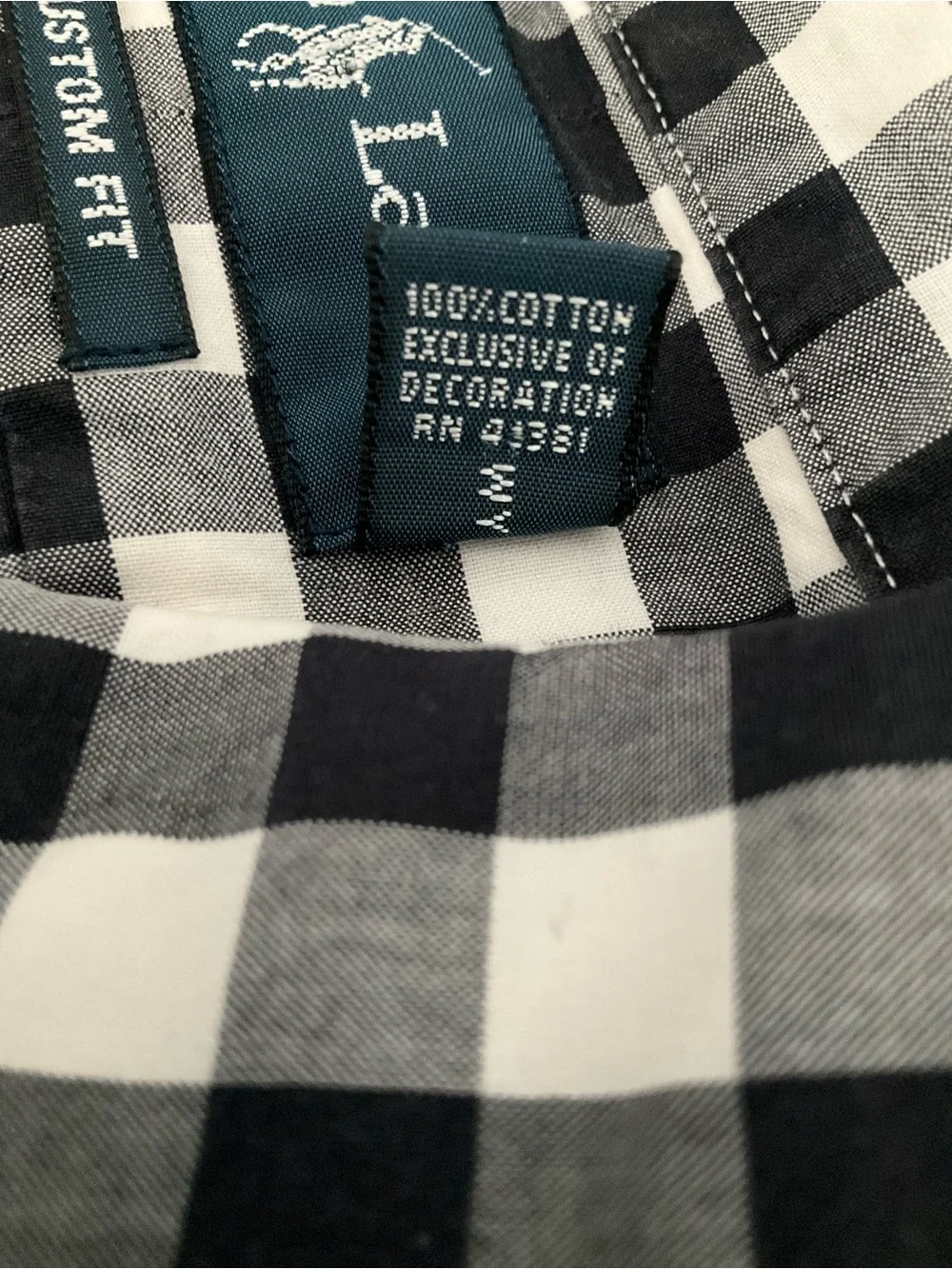 Ralph Lauren Black & White Gingham Button-Down Shirt 100% Cotton - Picture 8 of 8
